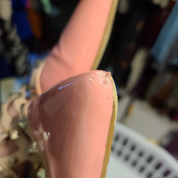 KMEIOO Amazon brand. Pink and tan mule slide with gold rockstuds size 10 - Picture 8 of 9